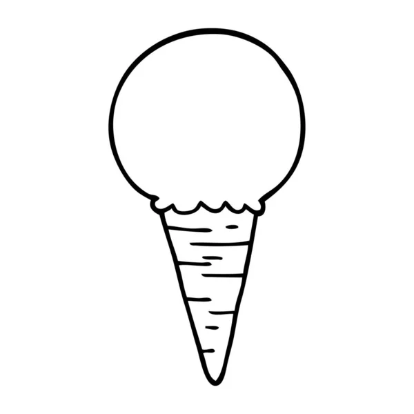 Линия Рисования Мультяшного Мороженого Конус — стоковый вектор