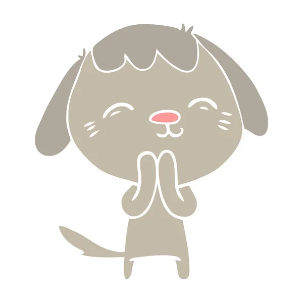 愉快的扁平颜色风格动画片狗 — 图库矢量图片