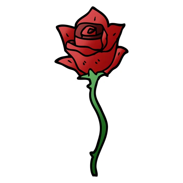 Cartoon Doodle Rote Rose — Stockvektor