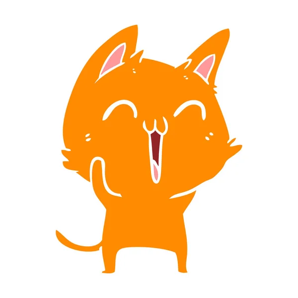 Glücklich Flache Farbe Stil Cartoon Cat — Stockvektor