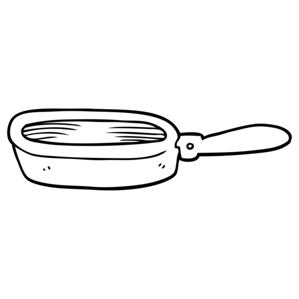 Line Drawing Cartoon Frying Pan — Stock Vector