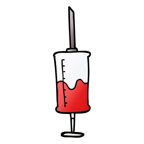 Cartoon Doodle Syringe Blood — Stock Vector