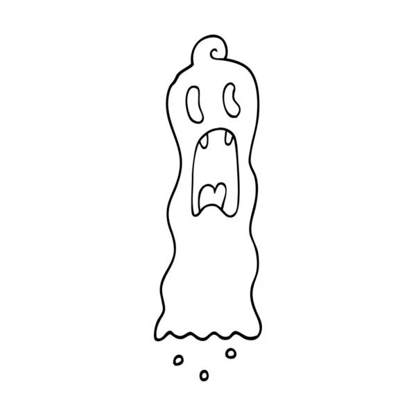 Linha Desenho Dos Desenhos Animados Fantasma Assustador —  Vetores de Stock