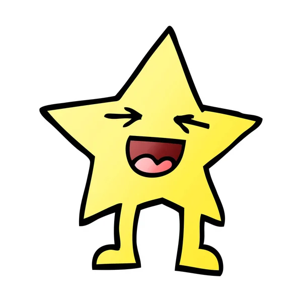 Vector Gradiente Ilustración Dibujos Animados Riendo Personaje Estrella — Vector de stock