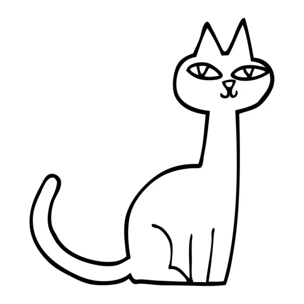 Dessin Ligne Chat Dessin Animé — Image vectorielle