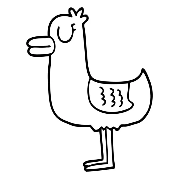 Lijntekening Cartoon Sea Gull — Stockvector