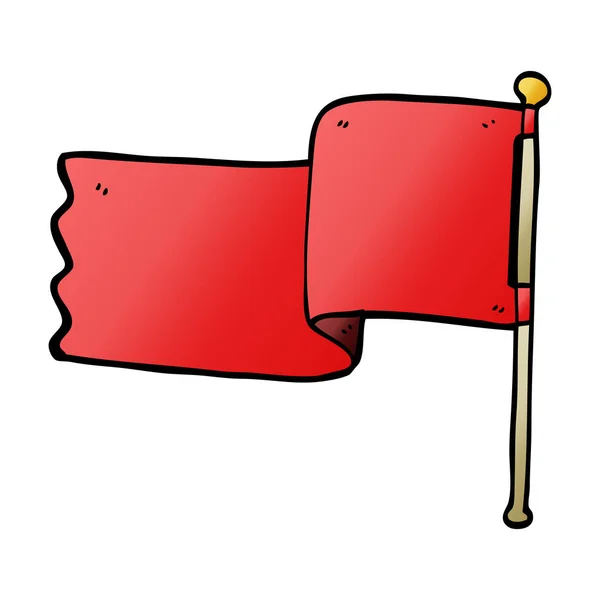 Rajzfilm Doodle Piros Zászló — Stock Vector