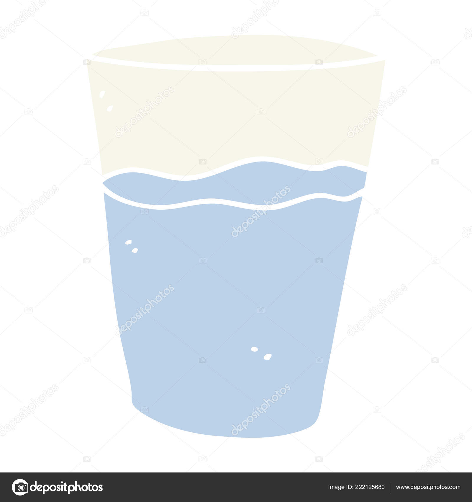 Plat Couleur Style Dessin Animé Verre Eau Image