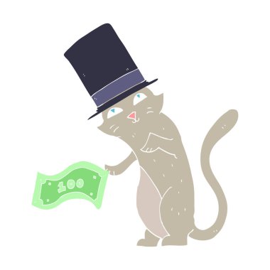 zengin kedi düz renkli çizimi