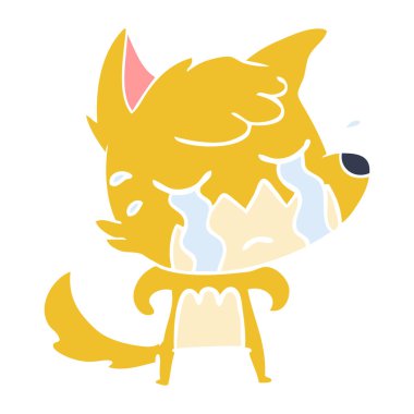 Fox düz renk stil çizgi film ağlıyor