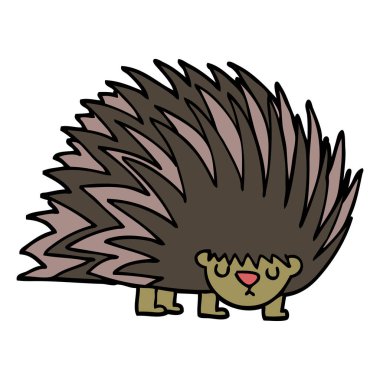 çizgi film doodle dikenli kirpi