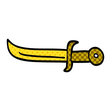 çizgi film doodle altın hançer