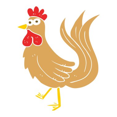 horoz düz renkli çizimi