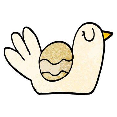 grunge dokulu illüstrasyon karikatür kuş iç içe geçirme