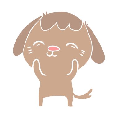 mutlu düz renk stil karikatür köpek