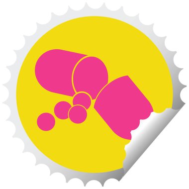 Kapsül pill vektör çizim dairesel peeling etiket