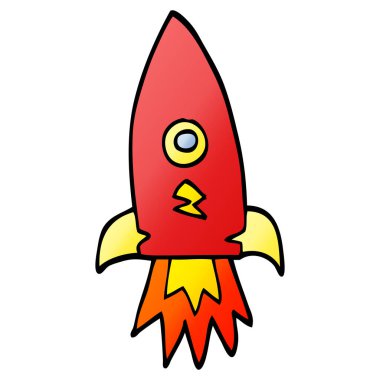 çizgi film doodle uzay roketi