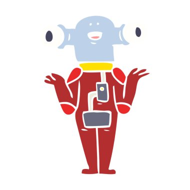 Shrugging dostu düz renk tarzı çizgi film yabancı