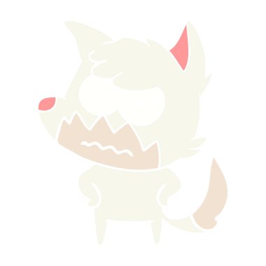 düz renk stil çizgi film fox rahatsız