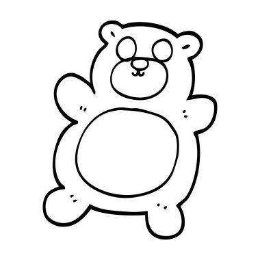 siyah beyaz çizgi film oyuncak ayı