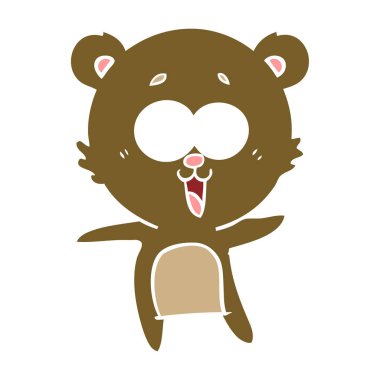 oyuncak ayı düz renk stil çizgi film gülüyor