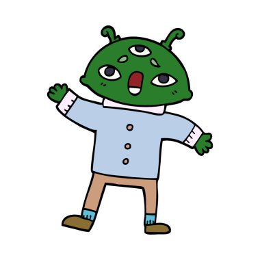 çizgi film doodle mantıklı giysili yabancı adam