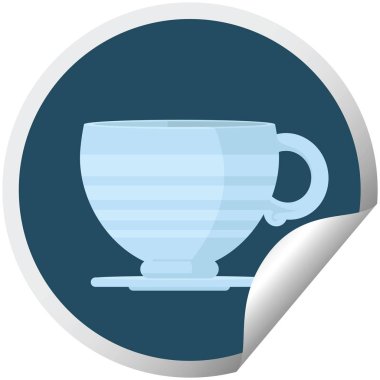 Kahve Kupası grafik vektör çizim dairesel etiket