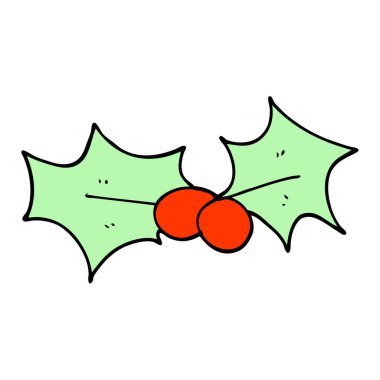 çizgi film doodle holly yaprak