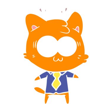 düz renk stil karikatür kedi şaşırttı