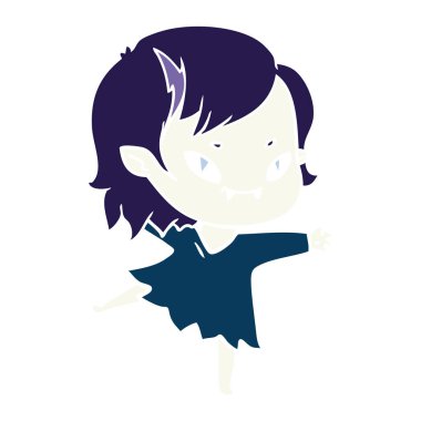 düz renk tarzı çizgi film dostu vampir kız