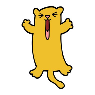 elle çizilmiş doodle tarzı çizgi film mutlu kedi