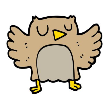 elle çizilmiş doodle tarzı çizgi film baykuş