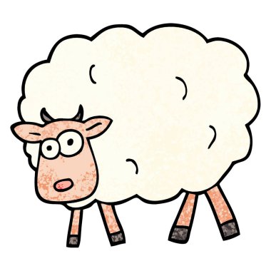 Grunge dokulu illüstrasyon karikatür koyun