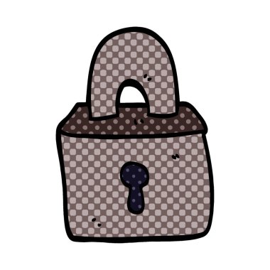 çizgi film doodle asma kilit vektör çizim 