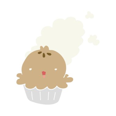 sevimli düz renk tarzı çizgi film pasta