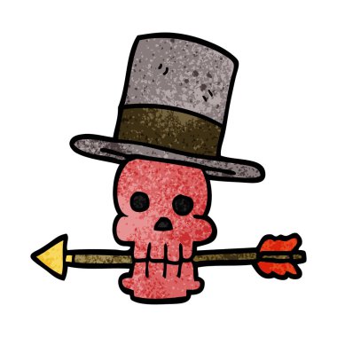 çizgi film doodle kafatası ve ok