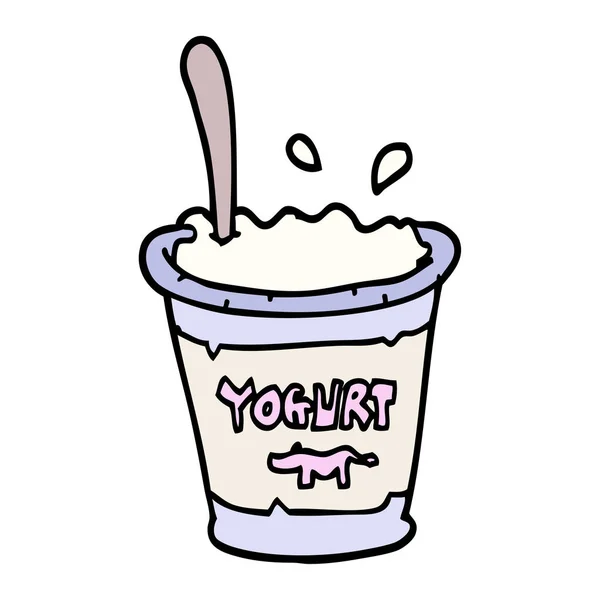 Hand Dras Doodle Stil Tecknad Yoghurt — Stock vektor