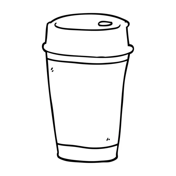 Lijntekening Cartoon Koffie Beker — Stockvector