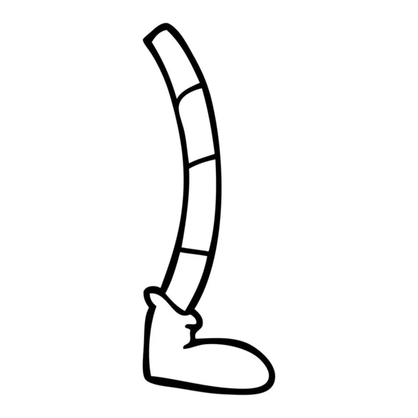 Line Drawing Cartoon Retro Leg — Stock Vector