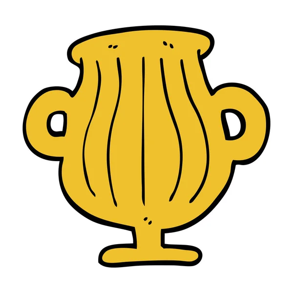 Desenho Animado Estilo Doodle Desenhado Mão Vaso Dourado —  Vetores de Stock