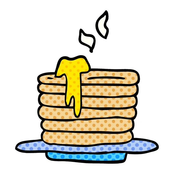 Γελοιογραφία Doodle Στοίβα Από Pancakes — Διανυσματικό Αρχείο