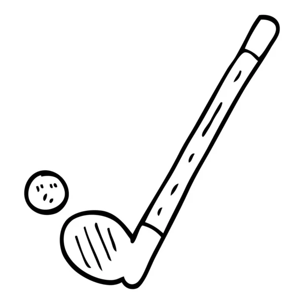 Line Drawing Cartoon Golf Club Ball — Stock Vector