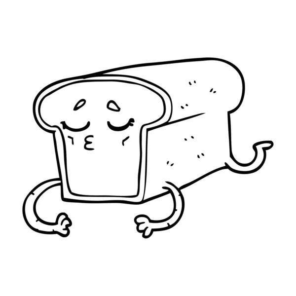 Line Drawing Cartoon Loaf Bread — Stock Vector