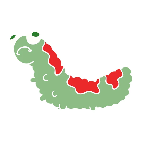 Flat Color Style Cartoon Unhappy Caterpillar — Stock Vector