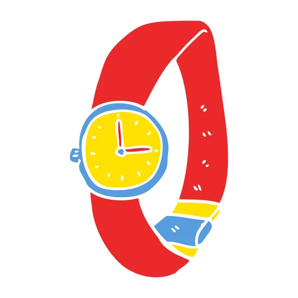 Color Plano Estilo Dibujos Animados Reloj Pulsera — Archivo Imágenes Vectoriales