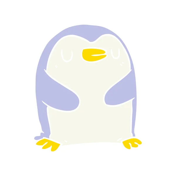 Egale Kleur Stijl Cartoon Pinguïn — Stockvector