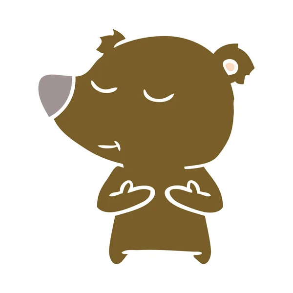 Feliz Cor Plana Estilo Cartoon Urso — Vetor de Stock