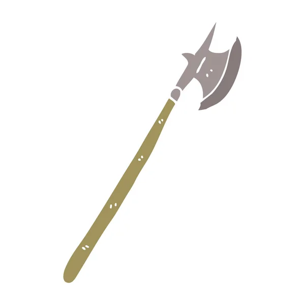 Dibujos Animados Doodle Medieval Halberd — Vector de stock