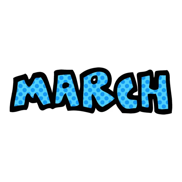 Cartoon Doodle Maand Maart — Stockvector