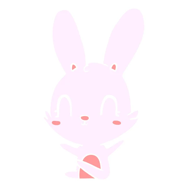Cute Flat Color Style Cartoon Rabbit — Stock Vector